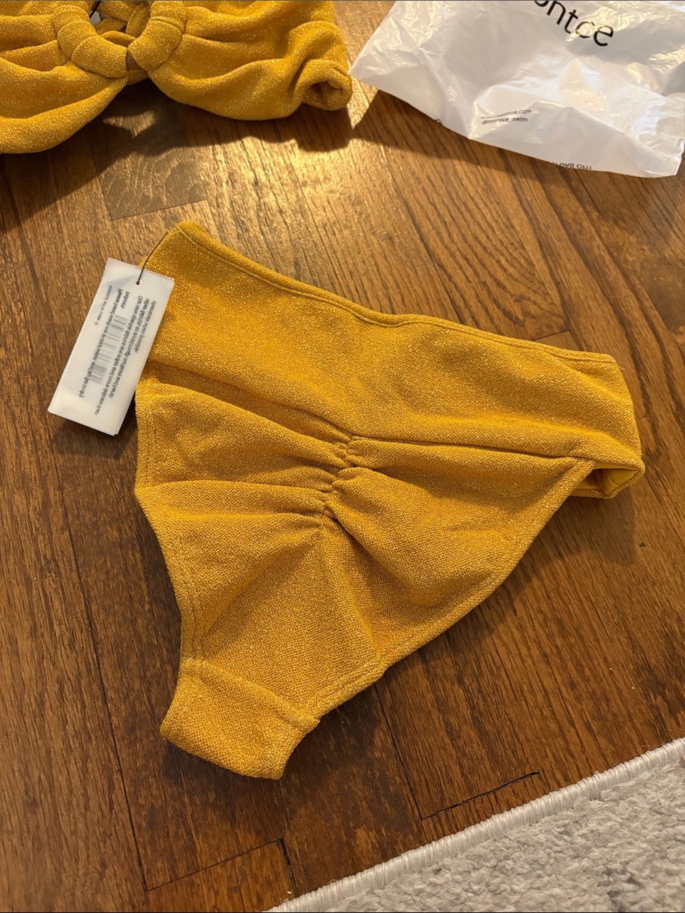 Montce Golden Yellow Textured Bow Bikini Set - Picture 2 of 3